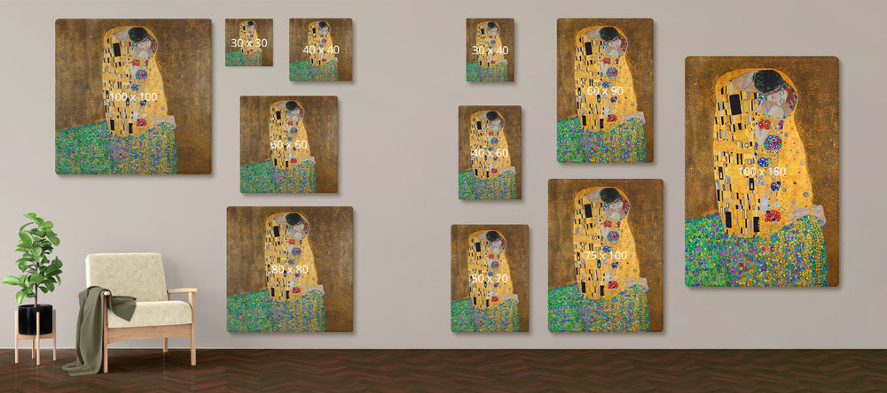 Een reproductie van De kus van Gustav Klimt kopen doe je hier op canvas.