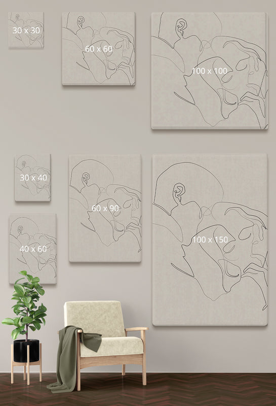 Ben jij benieuwd hoe een groot canvas er uit ziet? Op deze foto zie je hoe een beige print op canvas groot formaat er uit ziet. Heb jij liever je canvas klein? Dat kan ook!