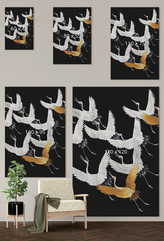 Kraanvogel schilderijen in verschillende formaten