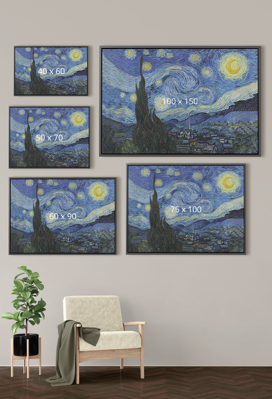 Meerdere Sterrennacht (Van Gogh) reproducties op een rij