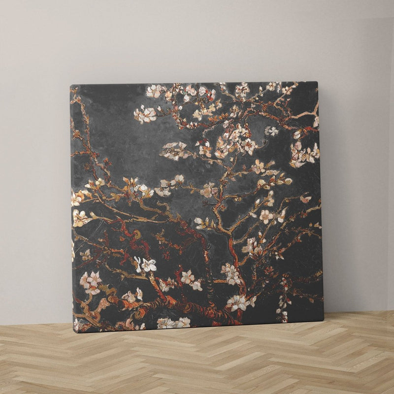 Amandelbloesem bij herfst op vierkant canvas