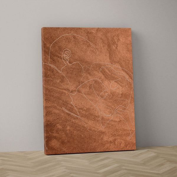 Line art lijntekening van canvas in aardetint bruin