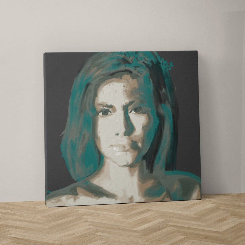 Canvas vierkant van een vrouwen portret kunstwerk als wanddecoratie van Kontoer design 