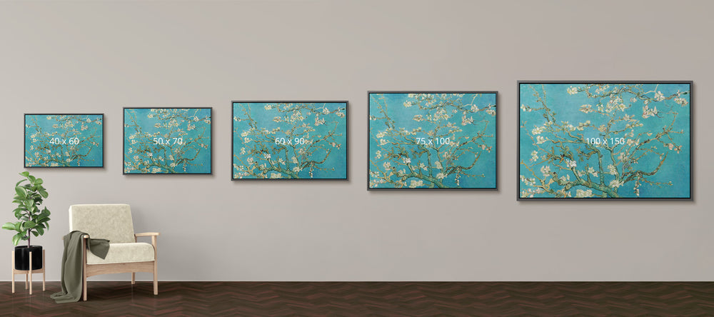 Dit zijn alle schilderijen van het Amandelbloesem op canvas met lijst