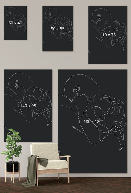 Zwart wit schilderij lijntekening line art op aluminium dibond op een afmeting naar keuze