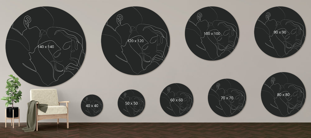 Zwart wit rond schilderij op diverse formaten 