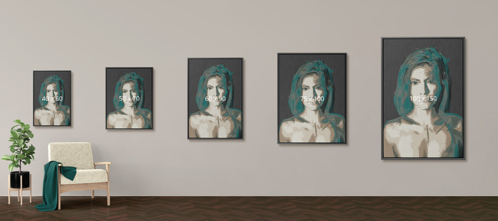 Bestel canvas schilderijen op een formaat naar keuze, de verschillende afmetingen van de maatwerk wanddecoratie zie je hier.