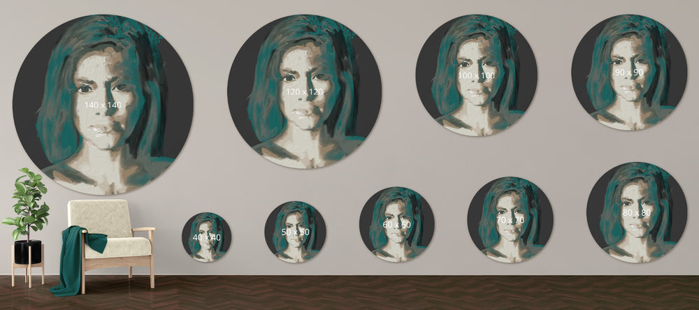 Muur cirkels van aluminium dibond, dat is wat je hier ziet. Veel cirkels in verschillende formaten en kleuren van klein tot groot.