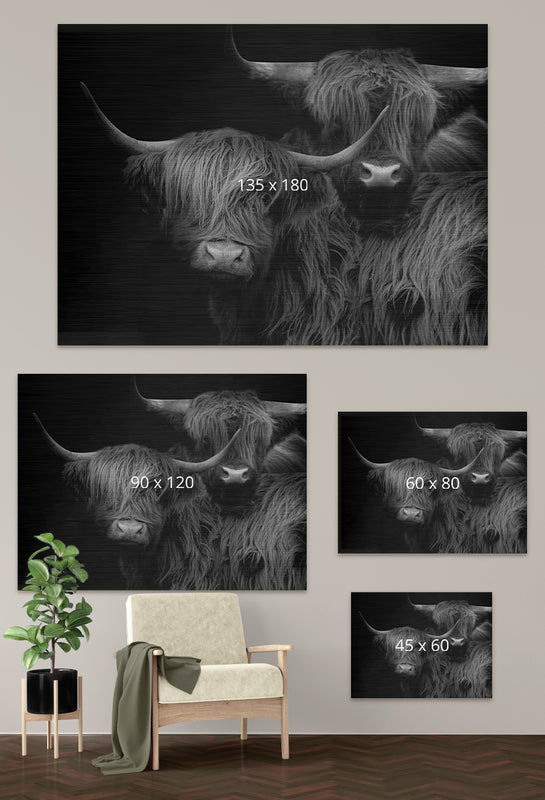 Geborsteld aluminium in verschillende formaten zoals een xxl schilderij of grote schilderijen zie je op deze afbeelding. Schilderij van geborsteld aluminium zijn vooral geschikt voor industriële interieurs. 