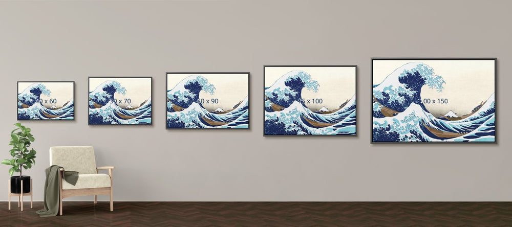 Wanddecoratie van de grote golf op canvas met baklijst