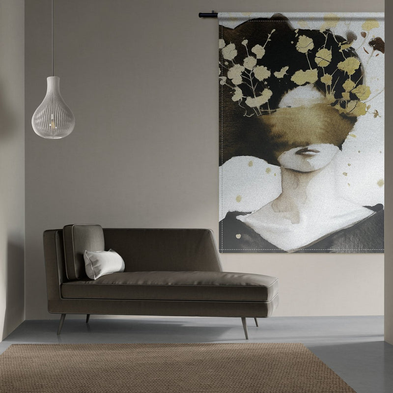 Het wandkleed van cotton in urban style is te bestellen in verschillende afmetingen, stoffen en ophangsystemen. 