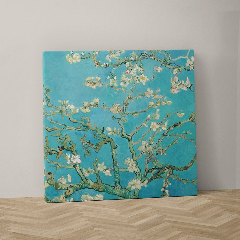 Een Amandelbloesem op canvas in het vierkant. Bij Kontoer design kunnen we alle verhoudingen en alle formaten canvas voor je maken. 
