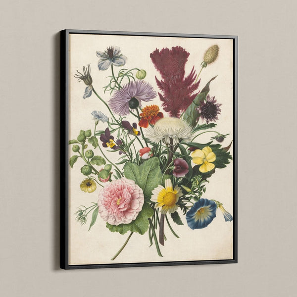 Bloemen schilderij op canvas met lijst