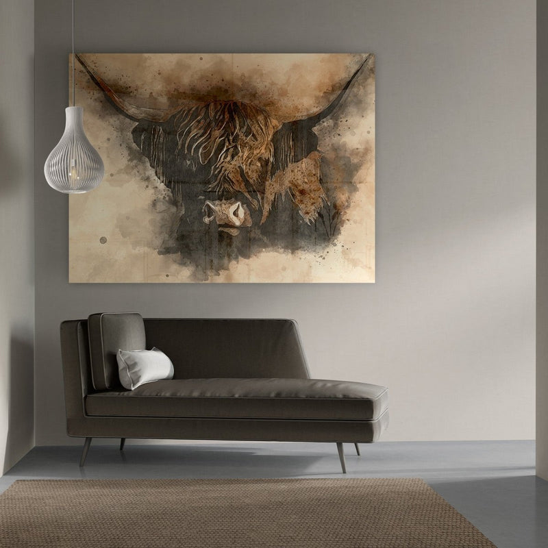 Schotse hooglander Bruce op plexiglas