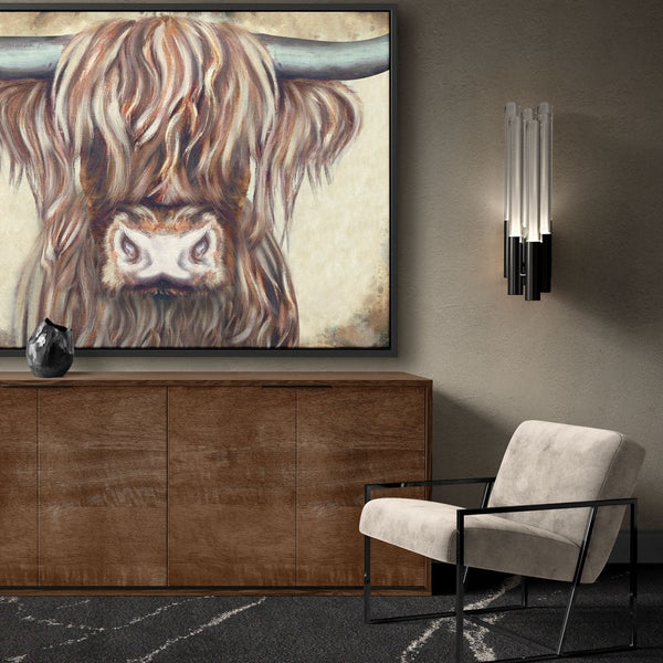 luxe wanddecoratie zoals deze canvas met lijst van Schotse hooglander colin is een aanvulling voor jouw chique interieur