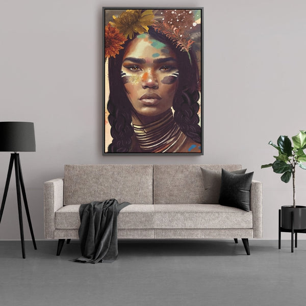Indiaan schilderij vrouw, native woman