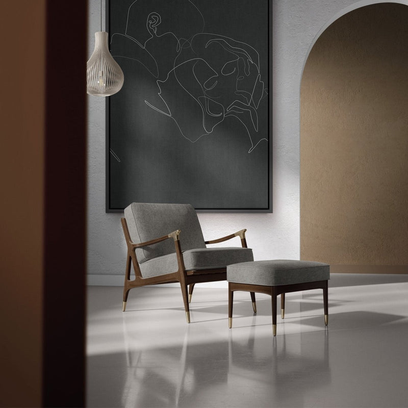 Line art in moderne woonkamer in zwart wit op canvas met zwarte baklijst