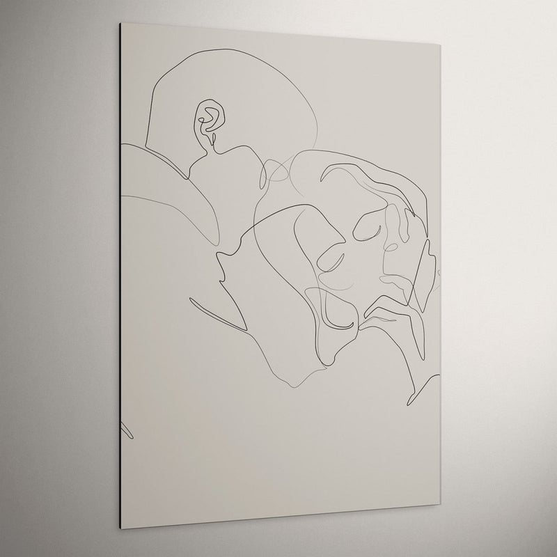 De innigheid op aluminium dibond schilderij in de kleur beige zwart 