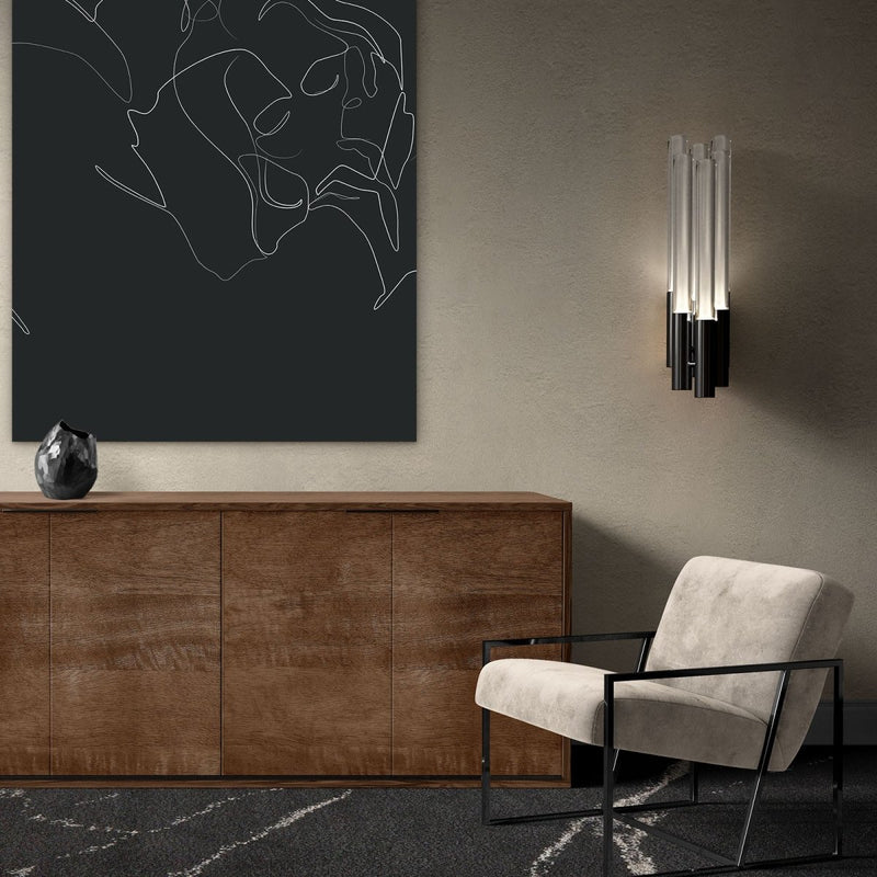 Uniek kunstwerk line art in een hotel chique interieur