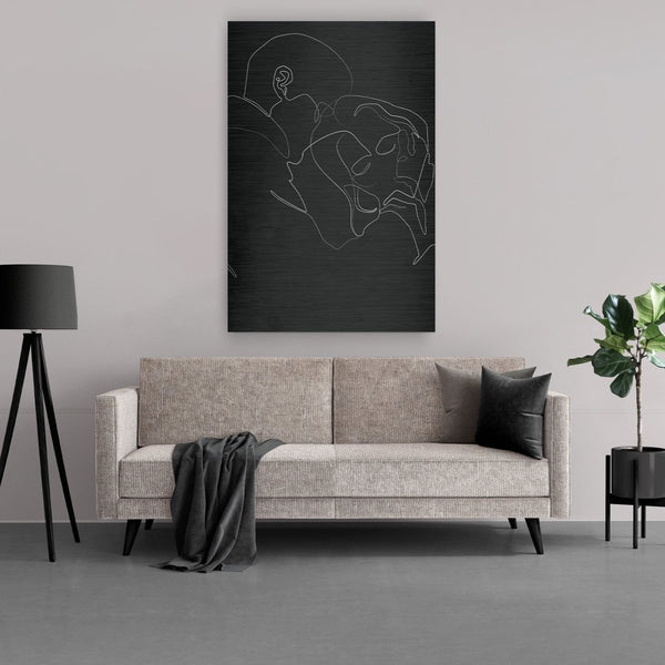 "De innigheid" op geborsteld aluminium ( zwart / wit )