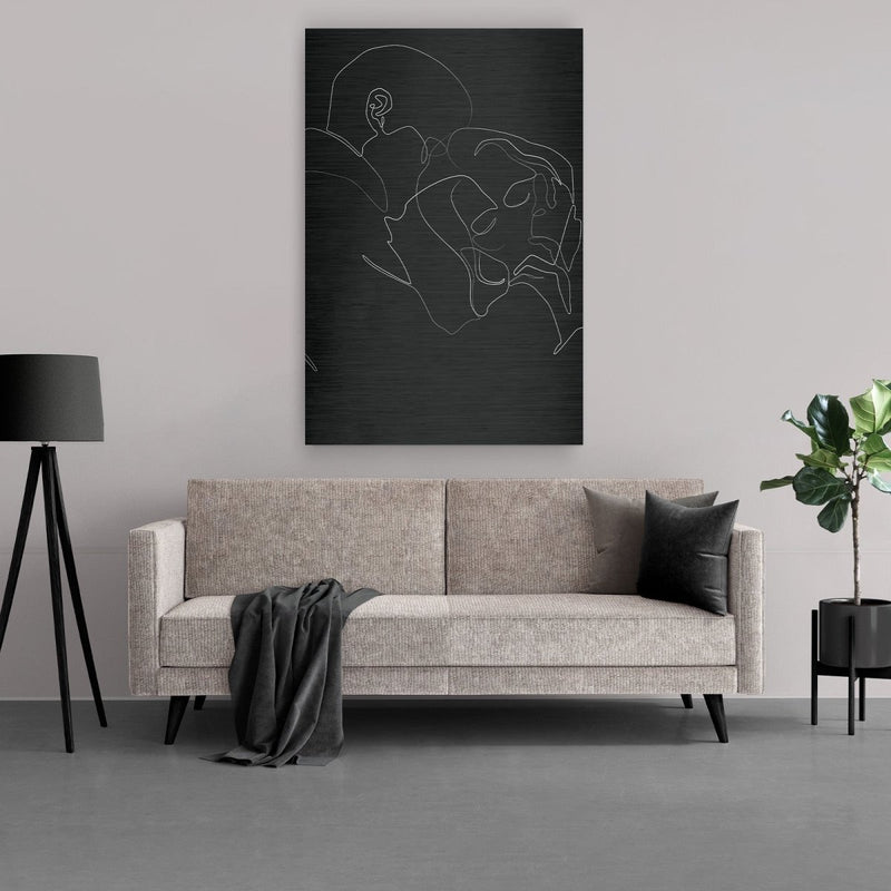 "De innigheid" op geborsteld aluminium ( zwart / wit )