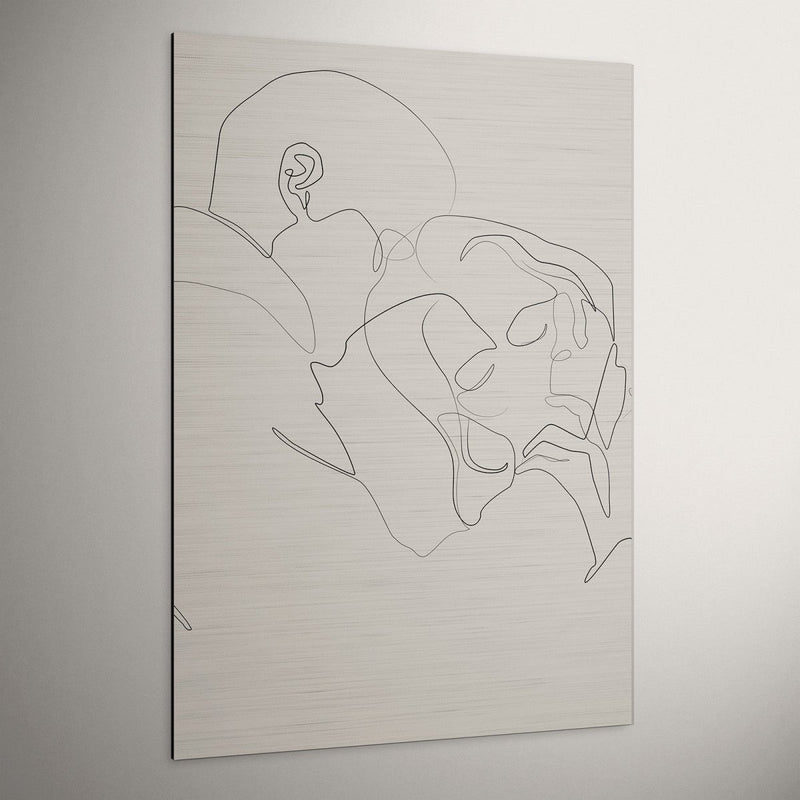 Line art aluminium schilderij in beide met zwarte lijnen
