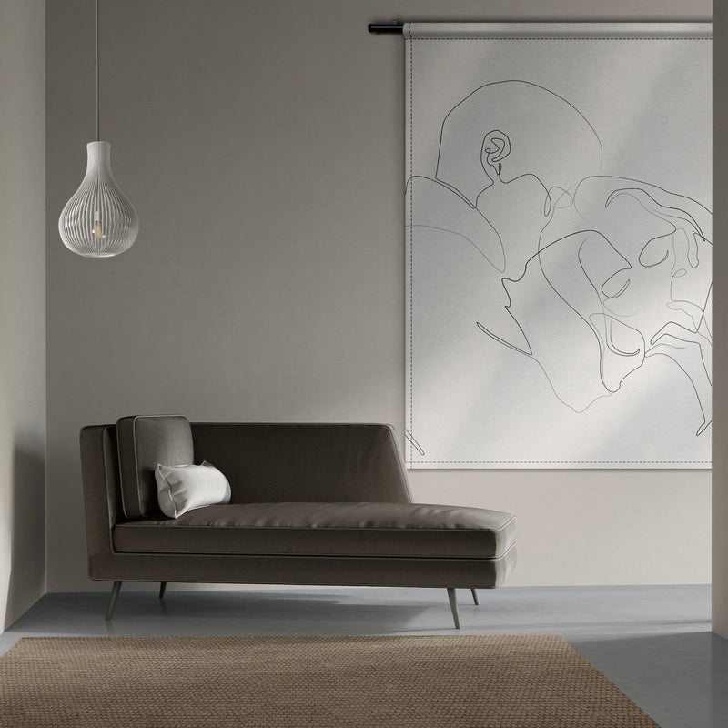 Wandkleden van Kontoer design in beige wit zwart in de woonkamer