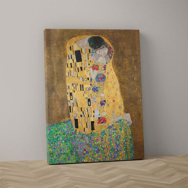 De kus van Gustav Klimt op canvas