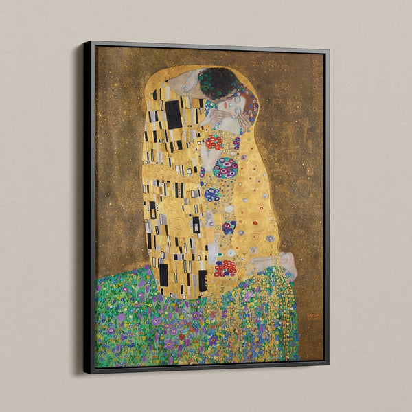 De kus van Gustav Klimt op canvas met lijst