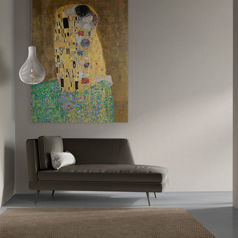 Galerie kwaliteit, dat is wat je in huis haalt met De kus van Gustav Klimt op aluminium dibond. 