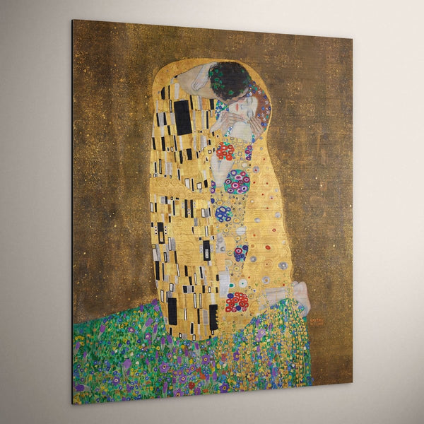 De kus van Gustav Klimt op geborsteld aluminium