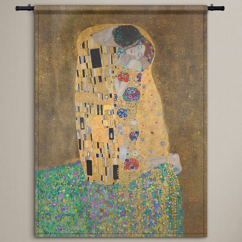 De kus van Gustav Klimt op wandkleed
