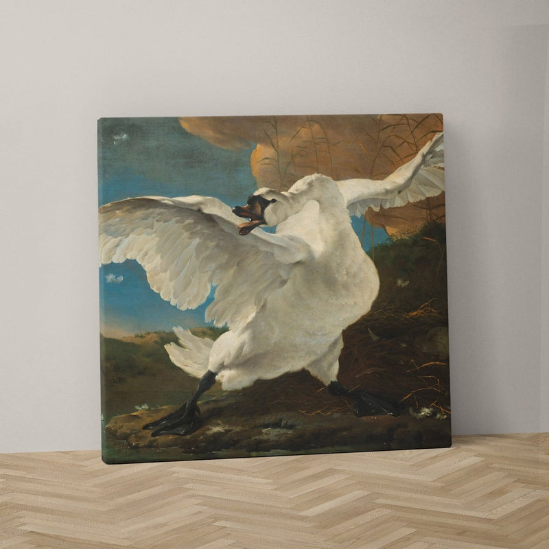 Ook in het vierkant is De bedreigde zwaan erg mooi. Deze reproductie van het zwaan schilderij rijksmuseum is verkrijgbaar vanaf 39 euro.