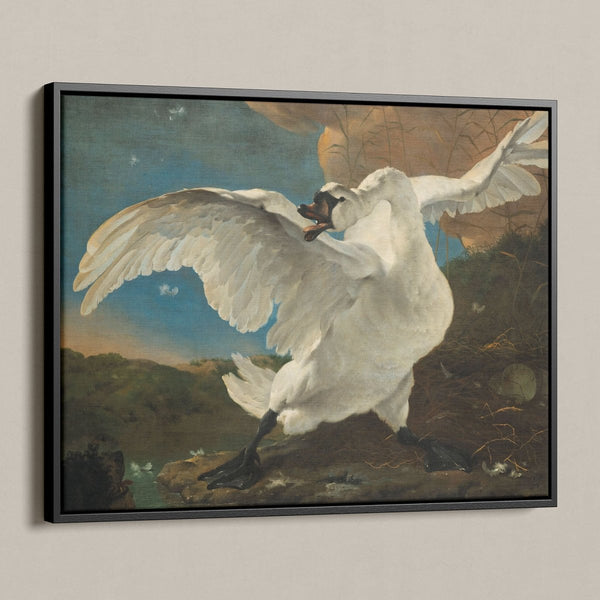 De bedreigde zwaan op canvas met lijst