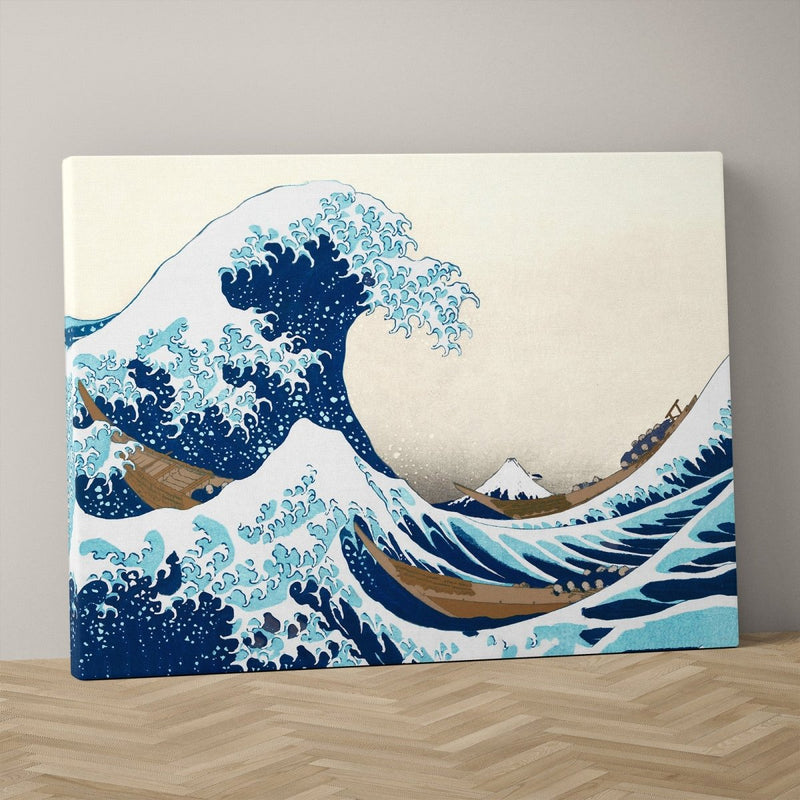 Canvas schilderij van De grote golf van Kanagawa op canvas uit de Japanse kunst collectie