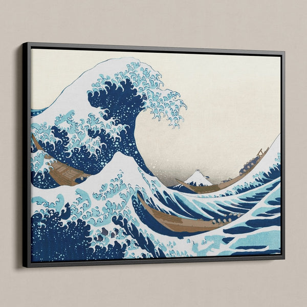 De grote golf van Kanagawa op canvas met lijst