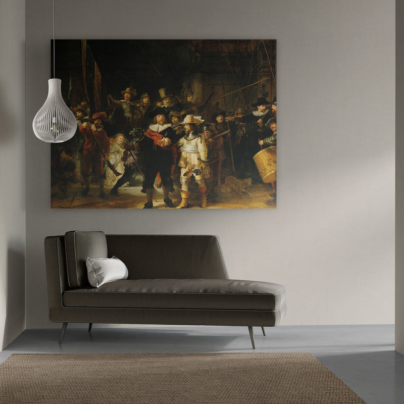 Bekijk hier De nachtwacht op aluminium dibond in groot formaat. De nachtwacht is een schuttersstuk, gemaakt door Rembrandt van Rijn in het jaar 1642.