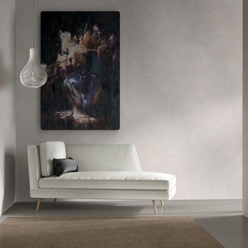 Canvaskunstwerk Floral Splendor - Diepe kleuren en textuur