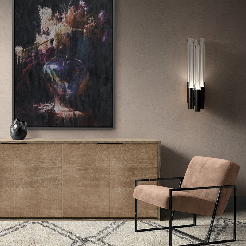 Canvas met lijst kunstwerk Floral Splendor - Diepe kleuren en textuur