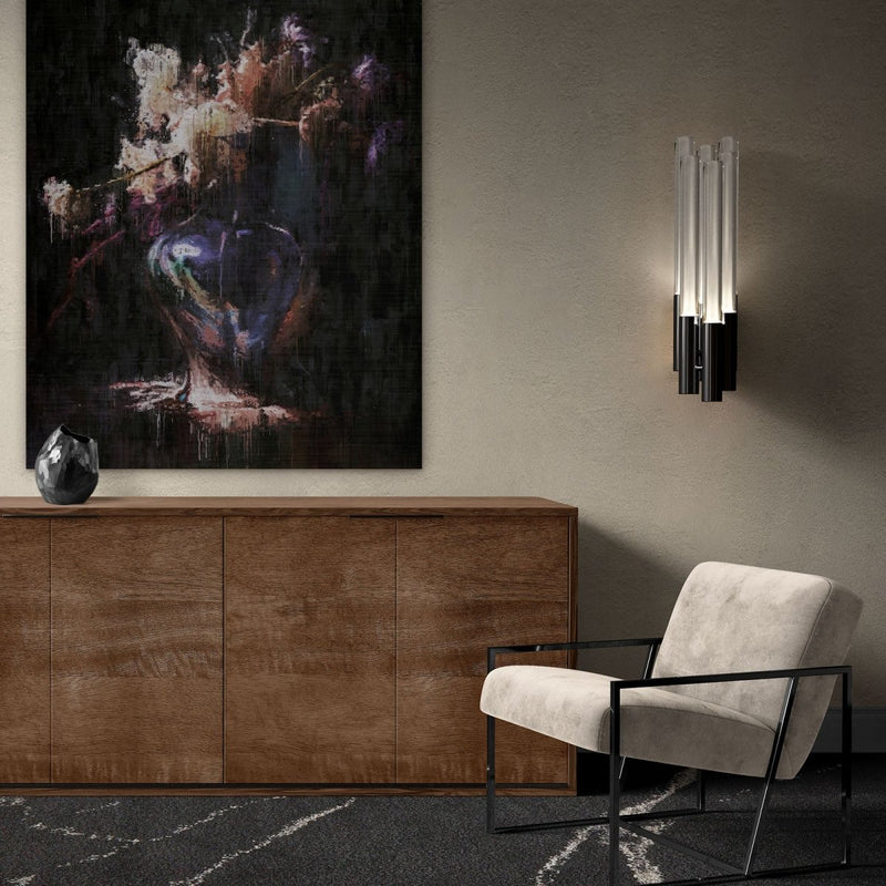 Floral Splendor schilderij op geborsteld aluminium - Eigentijdse weergave van florale kunst