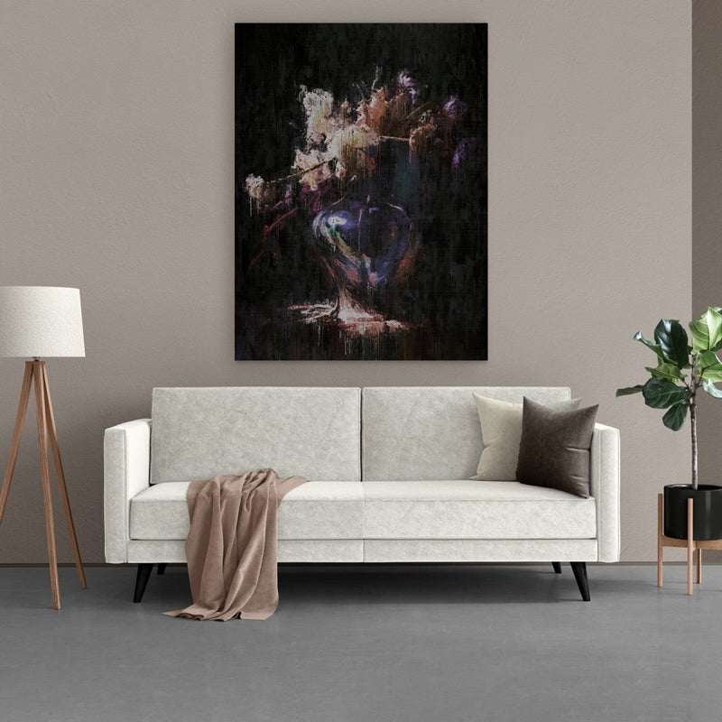 Geborsteld aluminium afdruk van Floral Splendor - Abstracte bloemen op een unieke achtergrond