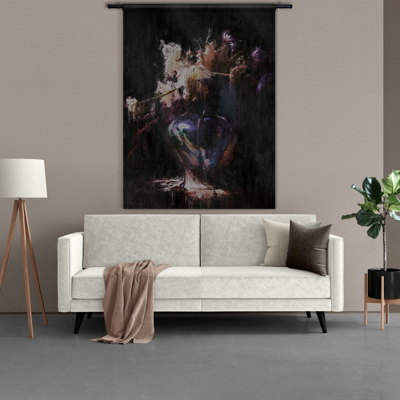 Floral Splendor kunstwerk op wandkleed - Beschikbaar in katoen en velvet voor aangepaste elegantie