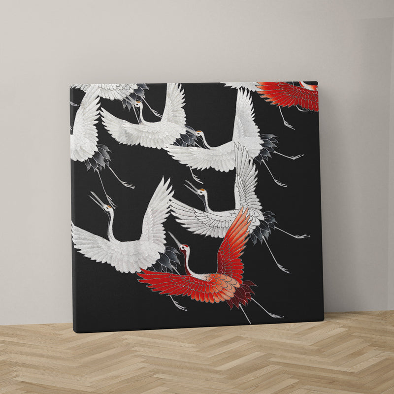 Vierkant canvas schilderij met vogels