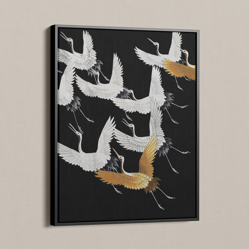 Kraanvogels goud editie op canvas met lijst