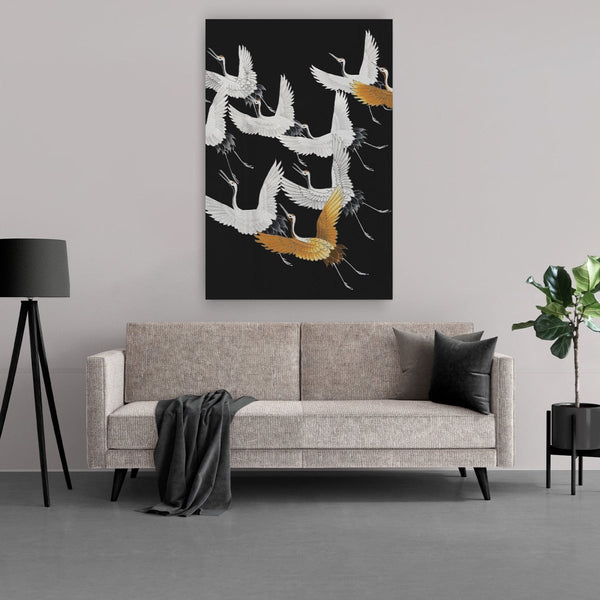 Typische japandi stijl, een Scandinavisch interieur met Japanse details zoals dit dibond schilderij japandi stijl.
