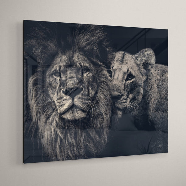 Leeuwen schilderij plexiglas lion couple