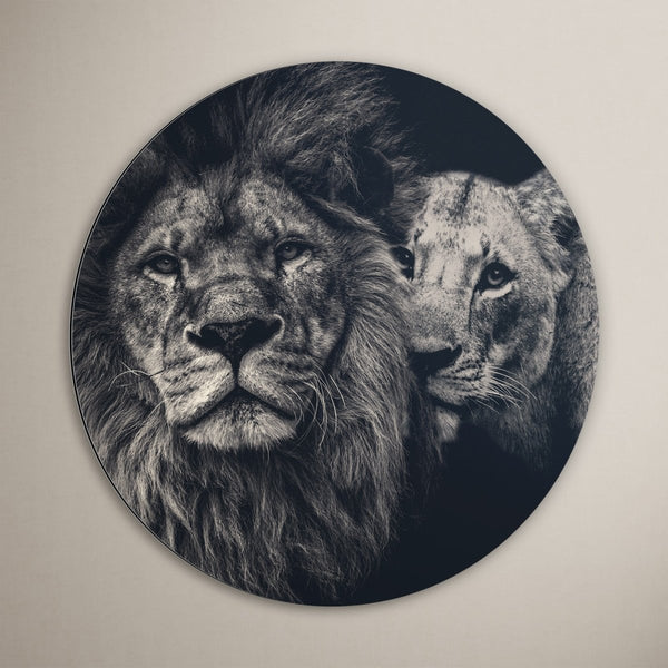 Lion couple op muurcirkel
