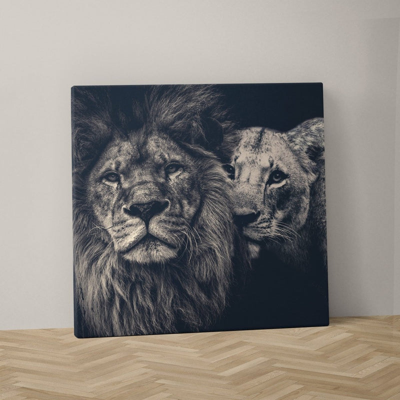 Vierkant leeuwen schilderij