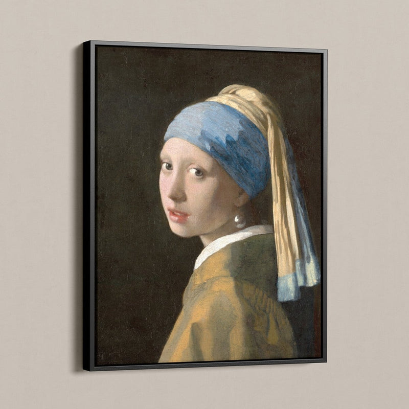 Meisje met de parel op canvas met lijst