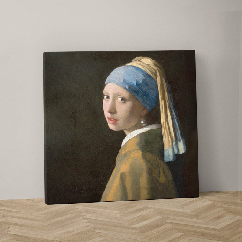 Meisje met de parel vierkant op canvas